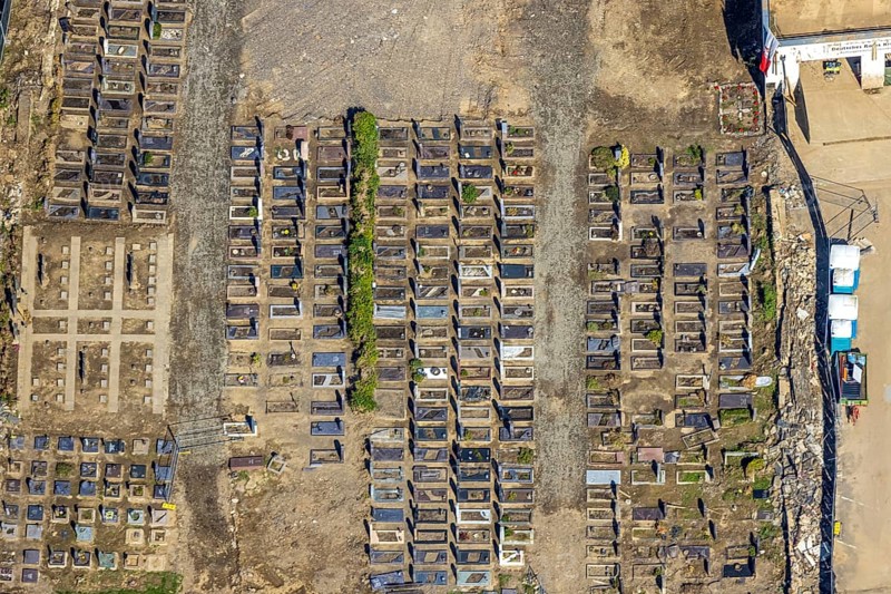 Aerial view, flood area at the river Ahr with cemetery Altenahr in Altenahr, Ahr valley, Rhineland-Palatinate, Germany, Ahr flood, Altenahr, burial site, DE, Europe, flood disaster, cemetery, memorial, Gottesacker, graves, cemetery, flood disaster, flood of the century, aerial photograph, aerial photography, aerial photography, resting place, overview, bird's-eye view, overview, flooding, flooding, flood area