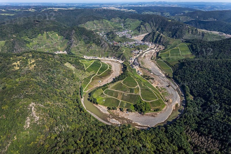 Aerial view, flood area at the river Ahr at vineyards in the districts Laach, Lochmühle and Mayschoß in Altenahr, Ahr valley, Rhineland-Palatinate, Germany, Ahr flood, Ahrschleife, Altenahr, DE, Europe, flood disaster, flood disaster of the century, aerial view, aerial photography, aerial photography, Mayschoß, overview, bird's eye view, vineyards, birds-eyes view, overview, flooding, flood area