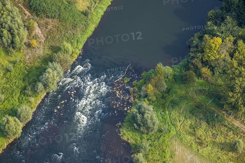 Aerial view, river Lippe water vortex at the Lippeschlösschen in the district Fusternberg in Wesel, Lower Rhine, North Rhine-Westphalia, Germany, bridge, DE, railway bridge, Europe, aerial view, aerial photography, aerial photography, overview, bird's-eye view, water vortex, Wesel, birds-eyes view, overview