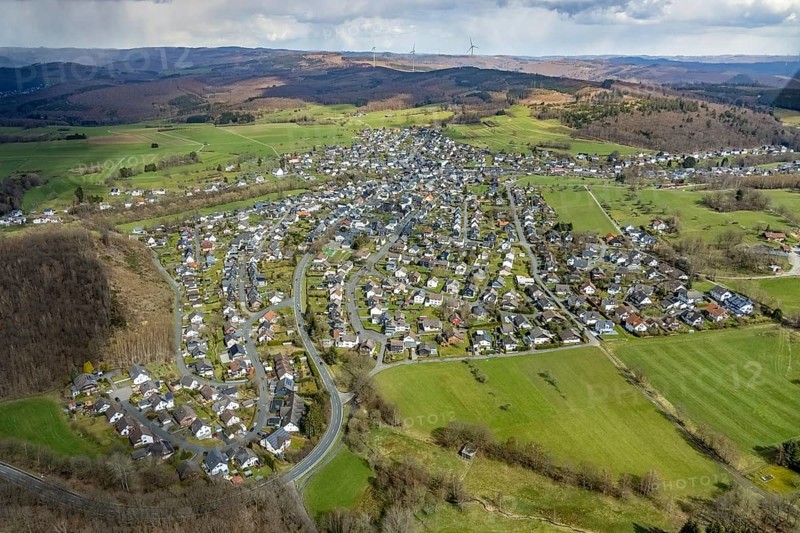 Aerial view, local view Wilgersdorf, Wilnsdorf, Siegerland, North Rhine-Westphalia, Germany, DE, Europe, property tax, real estate, district Siegen-Wittgenstein, aerial view, aerial photography, aerial photography, local view, townscape, urban area, overview, bird's-eye view, residential complex, living and life, residential area, residential buildings, birds-eyes view, overview