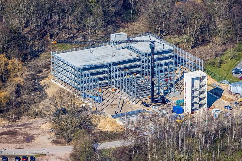 Aerial view, University of Witten / Herdecke, construction site new car park, Annen, Witten, Ruhr area, North Rhine-Westphalia, Germany, construction work, construction area, building site, building plots, construction measure, construction project, construction site, DE, Europe, aerial view, aerial photography, aerial photography, new building, overview, bird's eye view, overview