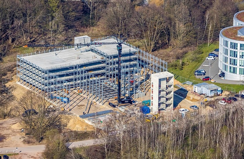 Aerial view, University of Witten / Herdecke, construction site new car park, Annen, Witten, Ruhr area, North Rhine-Westphalia, Germany, construction work, construction area, building site, building plots, construction measure, construction project, construction site, DE, Europe, aerial view, aerial photography, aerial photography, new building, overview, bird's eye view, overview