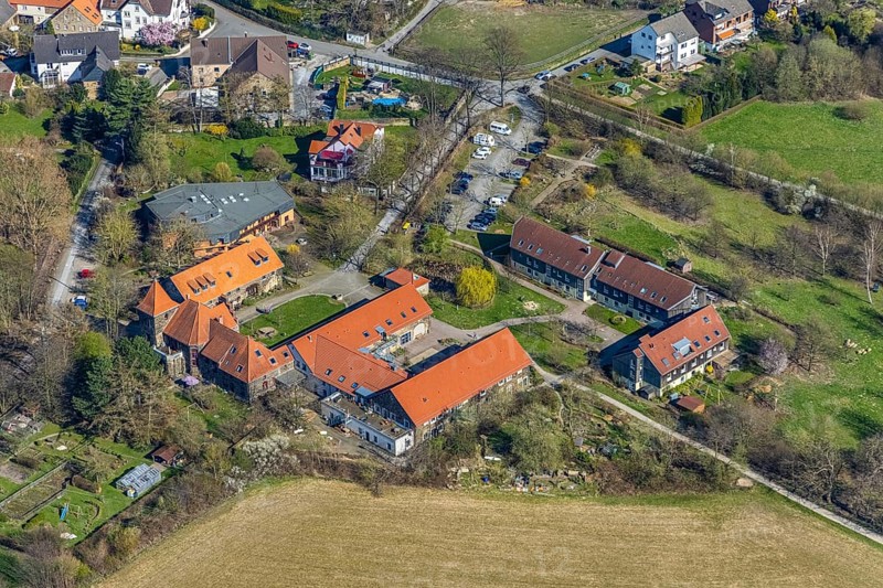 Aerial view, Christopherus-Haus, Wohn- und Lebensgemeinschaft Witten, Christopherus-Hof, Annen, Witten, Ruhr area, North Rhine-Westphalia, Germany, care and nursing, DE, Europe, Im Wullen, aerial view, aerial photography, aerial photography, overview, bird's eye view, assisted living, birds-eyes view, overview