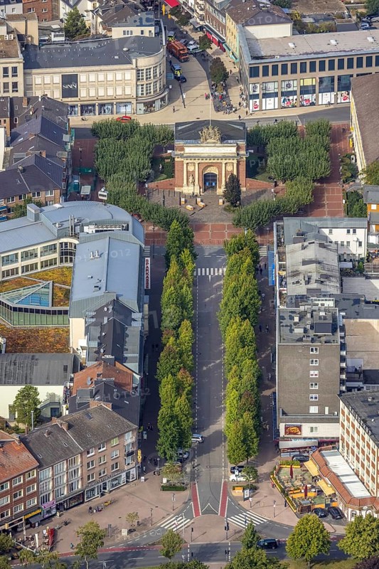 Aerial view, Berliner Tor on Berliner-Tor-Platz and Wilhelmstraße in Wesel, Lower Rhine, North Rhine-Westphalia, Germany, DE, Europe, aerial view, aerial photography, aerial photography, sight, city gate, overview, bird's eye view, Wesel, birds-eyes view, overview