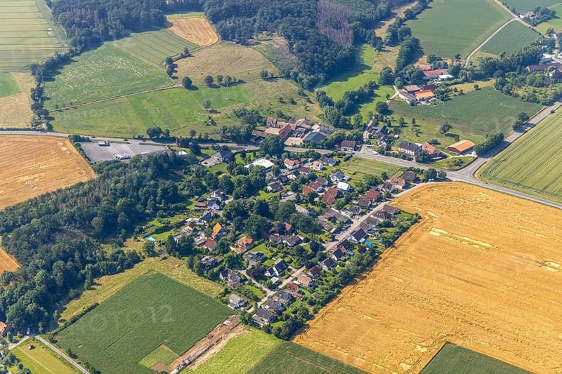 Aerial view, local view Wimbern, Wickede, Sauerland, North Rhine-Westphalia, Germany, DE, Europe, property tax, real estate, aerial view, aerial photography, aerial photography, overview, bird's eye view, housing estate, living and living, residential area, residential buildings, residential quality, housing estate, birds-eyes view, overview