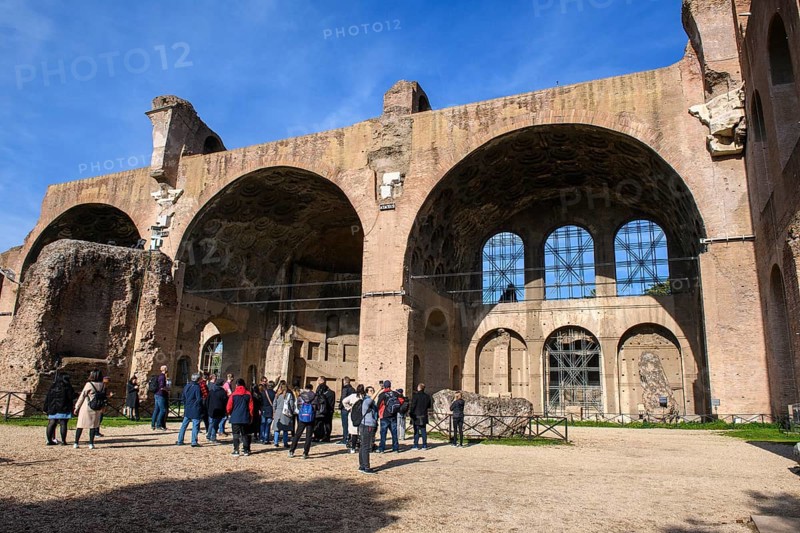 Ruins of the side aisle of the Basilica of St Maxentius, built between 306 and 312, Roman Forum, Rome, Lazio, Italy