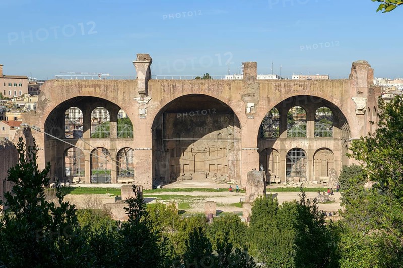 Ruins of the side aisle of the Basilica of St Maxentius, built between 306 and 312, Roman Forum, Rome, Lazio, Italy