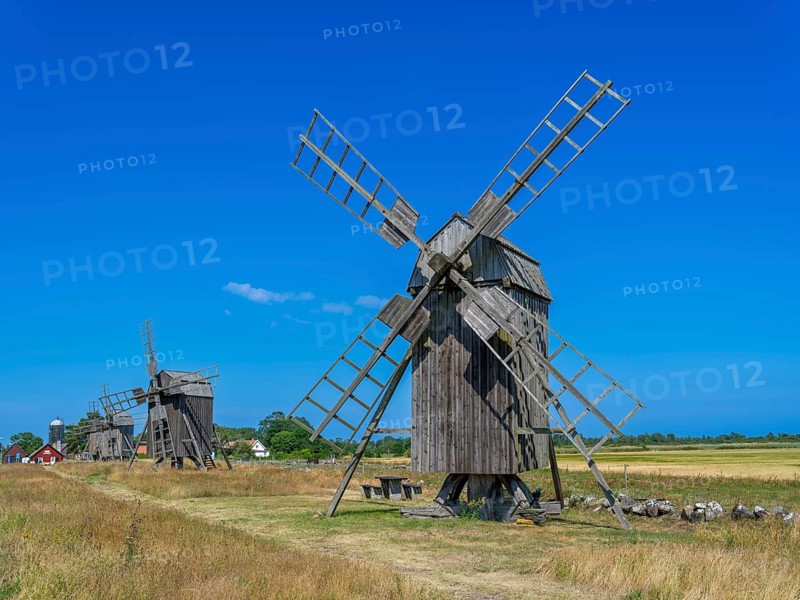 The mills of Lerkaka, five historic windmills, trestle windmills, Lerkaka, Öland, Sweden