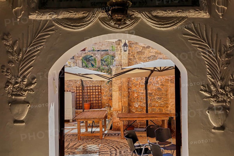 View of decorated historic exterior, Kahal Shalom Synagogue, Sephardic Synagogue, Oldest Synagogue in Greece, Synagogue, Jewish Quarter, Rhodes Old Town, Rhodes Town, Rhodes, Dodecanese, Greek Islands, Greece