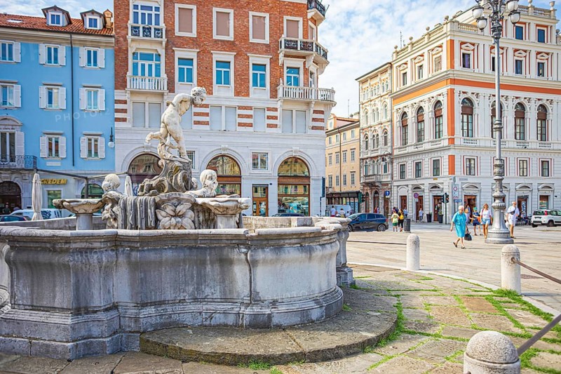 Giovannin Ponterosso Fountain in Piazza del Ponterosso in Trieste, Friuli-Venezia Giulia, Italy