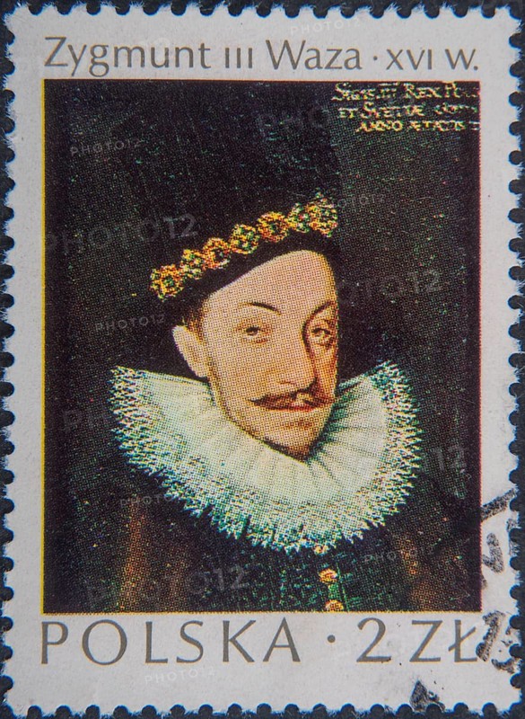 Sigismund, Zygmunt III Waza (1566-1632) was King of Sweden from 1592 to 1599. As Sigismund III Vasa, King of Poland and Grand Duke of Lithuania from 1587 to 1632. Portrait on Polish postage stamp