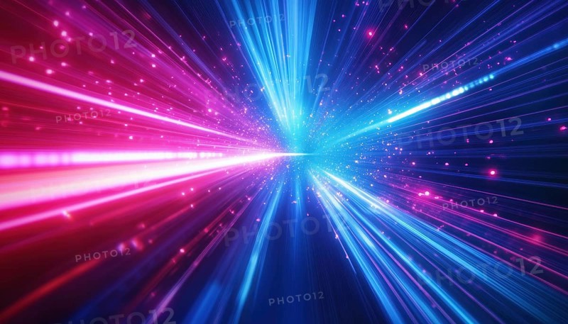Futuristic Energy Technology Wallpaper: Abstract Science In Digital Image With Pattern, Neon Light, Speed, And Motion Blur On Dark Blue Background, AI generated