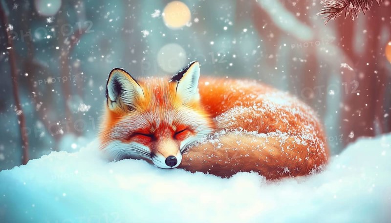 Festive Creatures: Arctic Foxes Celebrating Christmas In The Winter Wonderland. Delightful Holiday Foxes In The Snowy Season. Amazing Christmas Animals, AI generated