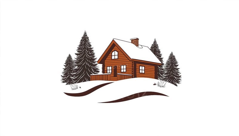 Rustic Winter Cabin Logo Template: Minimalist Badge Design For Cottage, Lodge, And Housing Emblem, AI generated