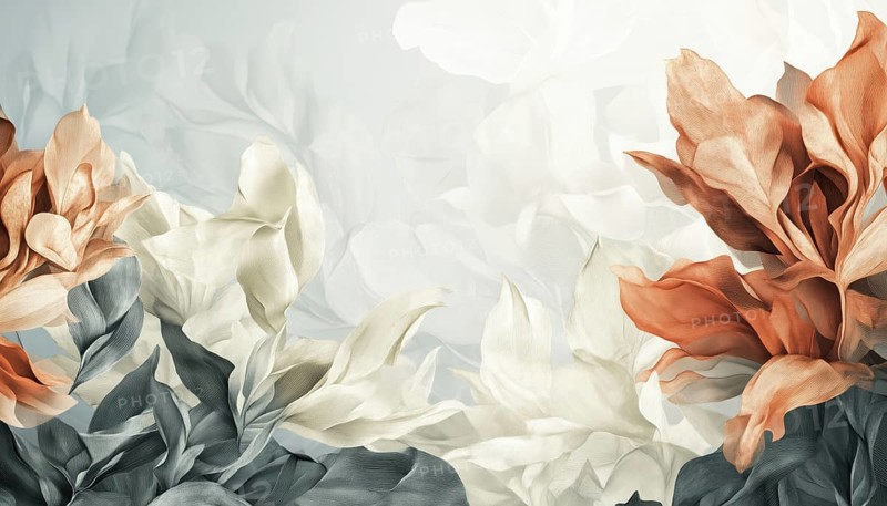 Abstract Plant Art: Botanical Wall Decor Featuring Floral And Foliage Designs In Abstract Shapes For Printing, Covers, Wallpaper, And Natural Wall Art, AI generated
