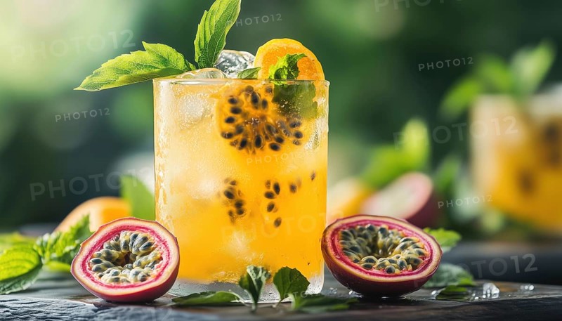 Sparkling Passion Fruit Lemonade: A Cool And Healthy Cocktail For Summertime, AI generated