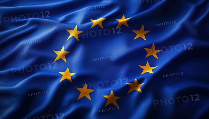 Symbol Of The European Union: Flag With Circular Stars Representing Eu. Iconic Logo Of The Eu Organization. Striking Emblem, AI generated