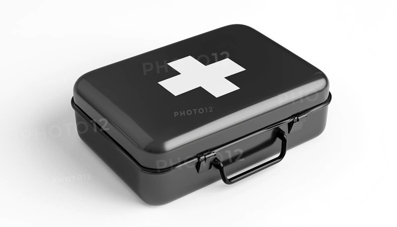 Black And White First Aid Kit: A Symbol Of Emergency Aid. A Simple Yet Essential Item For Providing Immediate Assistance In Emergencies, AI generated