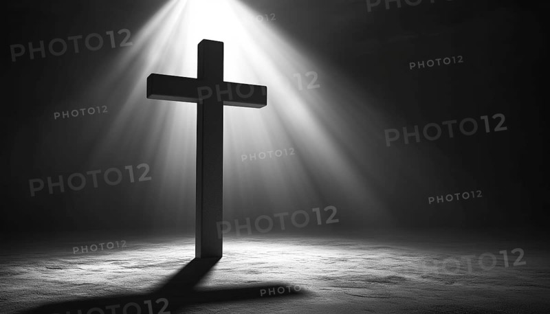 Simple Gray Christian Cross On A Light Background: A Minimalist Representation Of The Christian Symbol In Neutral Tones, AI generated