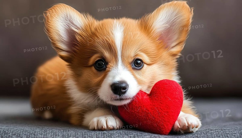 Adorable Valentine'S Day Dog With Tiny Heart Is The Perfect Gift For Your Valentine. Show Some Puppy Love! Perfect For The Holiday, AI generated