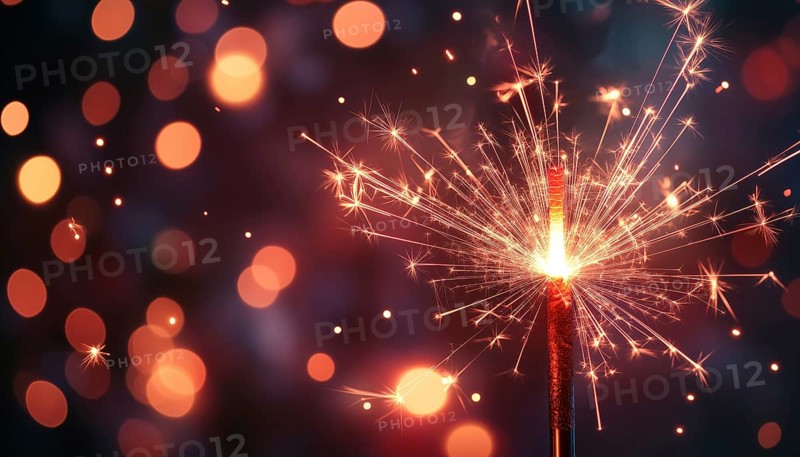 Vibrant Sparkling Fireworks For New Year Party And Christmas Celebration Poster. Festive Firework Display On Dark Bokeh Background With Space For Text, AI generated
