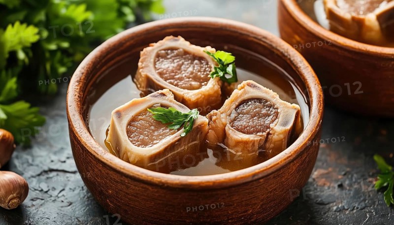 Homemade Boiled Bone Broth: A Nourishing Source Of Collagen And Amino Acids, The Building Blocks Of Proteins, AI generated