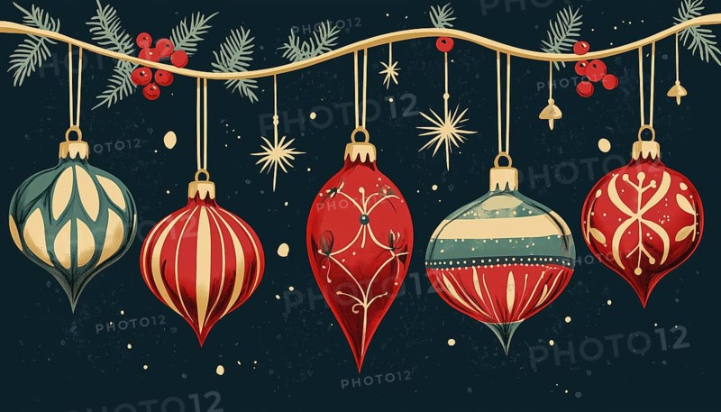 Vintage Christmas Baubles For Making Festive Greeting Cards And Invitations: Nostalgic Ornaments To Add Charm And Style To Your Holiday Projects, AI generated
