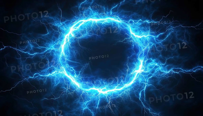 Dark Circle Lightning: A Stunning Display Of Blue Electric Lightning Flashing Across The Darkened Sky, Creating A Mesmerizing And Striking Visual Spectacle, AI generated