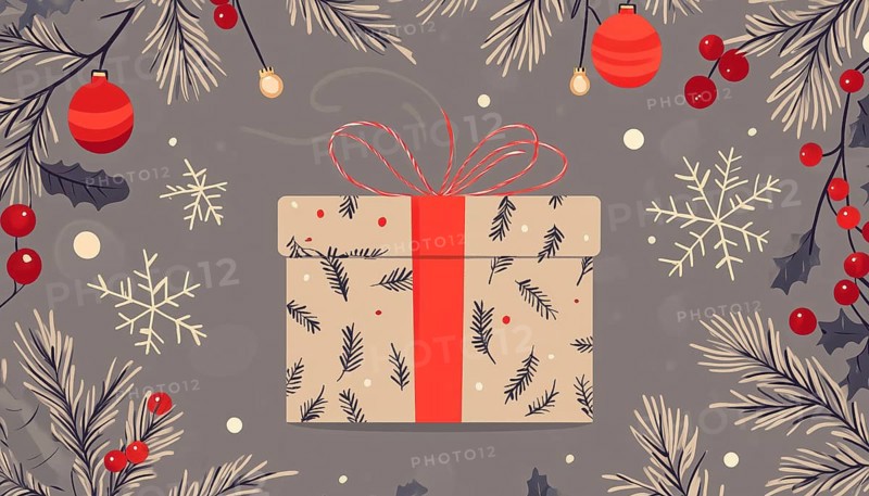 Festive Christmas Patterns: Craft Paper Gifts With Natural Decorations, Garland Lights, Berries, And Branches. Ideal For Wrapping, Cards, And Posters, AI generated