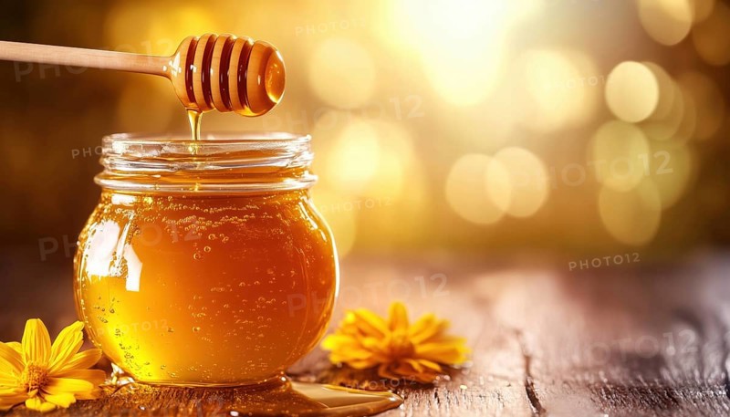 Delicious Sweet Honey In A Jar With A Honey Dipper - A Delectable Treat For All Your Culinary Creations And Cravings, AI generated