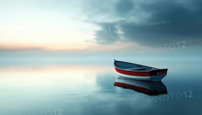 Boat Of Solitude Sailing Towards Endless Happiness: A Lonely Vessel'S Journey Towards Eternal Bliss, AI generated