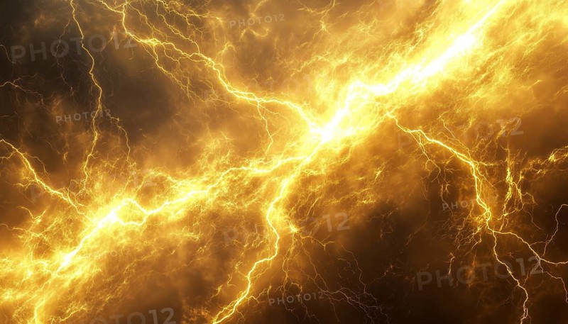 Yellow Lightning Effect On Material In 16:9 Aspect Ratio. Experience The Mesmerizing Impact Of Yellow Lightning On Various Materials In A Widescreen Format, AI generated