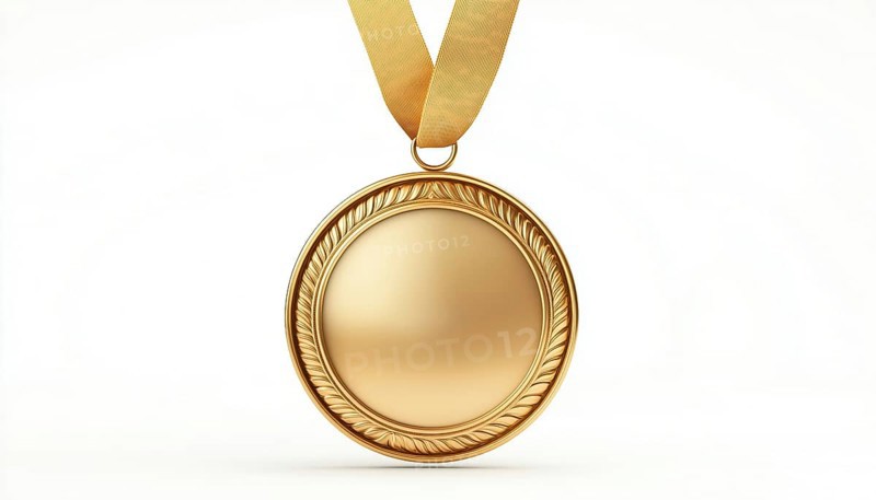 Premium Quality Assurance: Shiny Gold Medal Seal Of Satisfaction On White Background With 100% Guarantee, AI generated