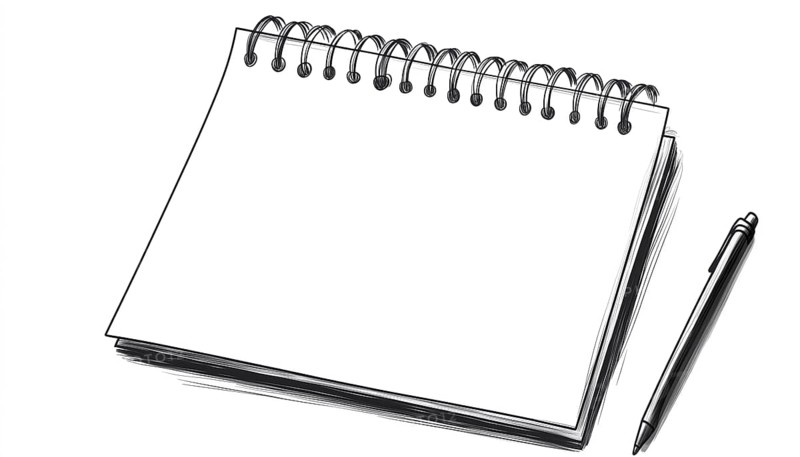 Hand Drawn Wall Calendar And Spiral Notepad Blank Template For Doodle. Clip Art For Daily Planning, Diary, And Stickers In Black Ink Contour On White Background, AI generated