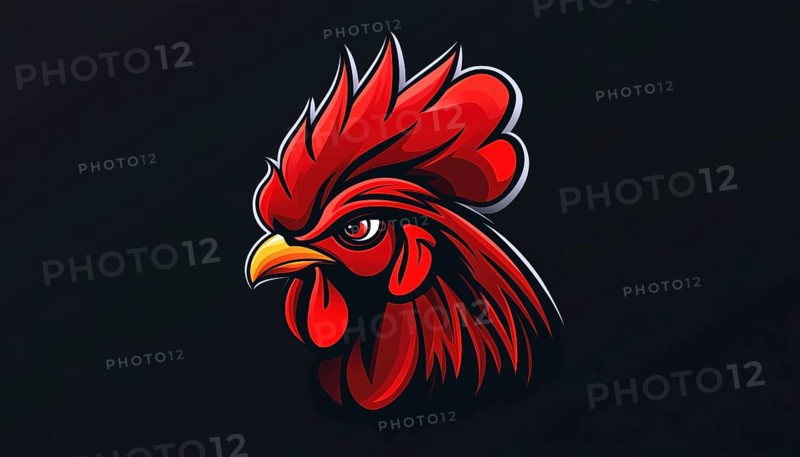 Logo Mascot Featuring A Rooster Head - A Design Showcasing The Head Of A Rooster Used As A Mascot In A Logo, AI generated