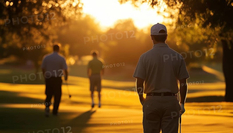 Men Playing Golf Under The Sun. Enjoying A Round Of Golf In The Sunny Weather. Male Golfers Teeing Off On A Sunny Day, AI generated