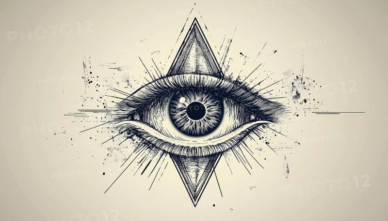 Mystical And Esoteric All-Seeing Eye Tattoo: Embracing The Symbolism Of The Third Eye In Tattoo Art. Symbol Of Wisdom And Intuition, AI generated
