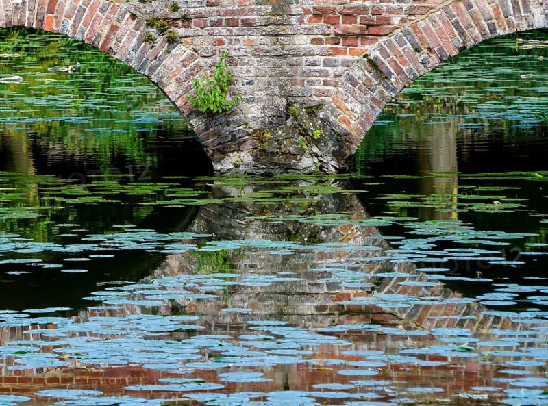 Arched bridge, Senden Castle, Senden, North Rhine-Westphalia, Germany
