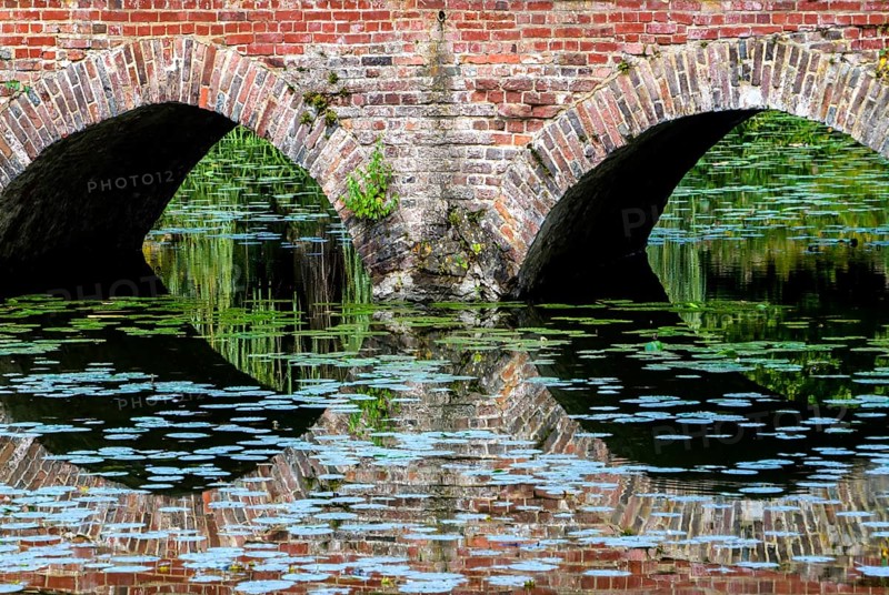 Arched bridge, Senden Castle, Senden, North Rhine-Westphalia, Germany