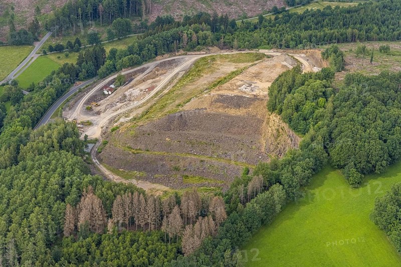 Aerial view, Wenden quarry, Schönauer Straße, Wenden, Sauerland, North Rhine-Westphalia, Germany, DE, Europe, aerial view, aerial photography, aerial photography, quarry, overview, bird's-eye view, Westerberger Steinwerk, birds-eyes view, overview