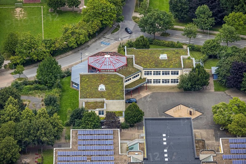 Aerial photo, Bürgerforum Königsborn, Königsborn, Unna, Ruhr area, North Rhine-Westphalia, Germany, meeting place, DE, Europe, communication site, aerial photo, aerial photography, aerial photography, overview, bird's-eye view, birds-eyes view, overview