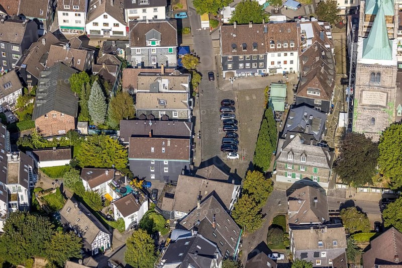 Aerial view, Altmarkt at the evang. Christuskirche in Schwelm, Ruhr area, North Rhine-Westphalia, Germany, DE, Europe, aerial view, aerial photography, aerial photography, market place, Schwelm, overview, bird's eye view, birds-eyes view, overview
