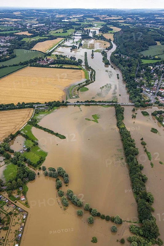 Aerial photo, Ruhr flood, Schwerte, Ruhr area, North Rhine-Westphalia, Germany, DE, Europe, birds-eyes view, aerial photography, aerial photography, overview, bird's eye view