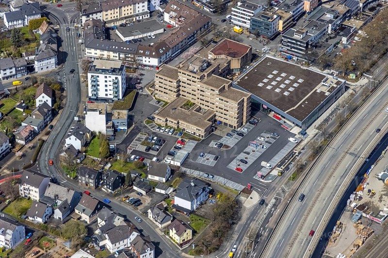 Aerial photo, Rathuas Geisweid, Lindenplatz, Geisweid-Ruhrst, Siegen, Siegerland, North Rhine-Westphalia, Germany, authority, DE, Europe, aerial view, aerial photography, aerial photography, town hall, town administration, overview, bird's-eye view, overview