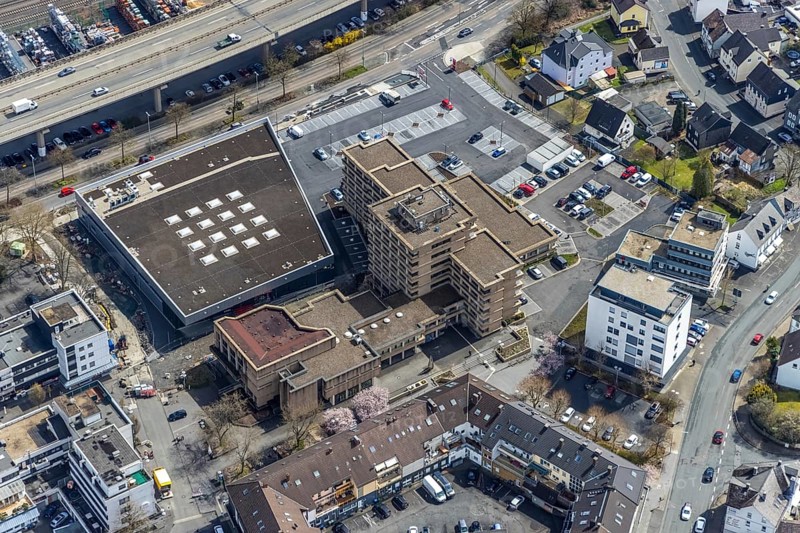 Aerial photo, Rathuas Geisweid, Lindenplatz, Geisweid-Ruhrst, Siegen, Siegerland, North Rhine-Westphalia, Germany, authority, DE, Europe, aerial view, aerial photography, aerial photography, town hall, town administration, overview, bird's-eye view, overview