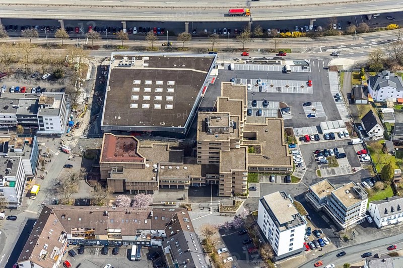 Aerial photo, Rathuas Geisweid, Lindenplatz, Geisweid-Ruhrst, Siegen, Siegerland, North Rhine-Westphalia, Germany, authority, DE, Europe, aerial view, aerial photography, aerial photography, town hall, town administration, overview, bird's-eye view, overview
