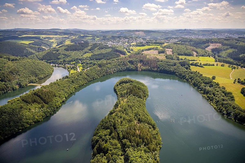 Aerial view, Biggesee, Camping- und Erholungsanlage Biggesee, Kessenhammer, Rhode, Olpe, Sauerland, North Rhine-Westphalia, Germany, Biggetalsperre, Camping, Campinganlage, Campinghäuser, Campingmobil, Campingplatz, DE, Europa, Freizeit, Luftaufnahme, Luftbildfotografie, Luftfotografie, See, Stausee, Talsperre, Übersicht, Vogelperspektive, Wohnmobil, Wohnwagen, birds-eyes view, overview