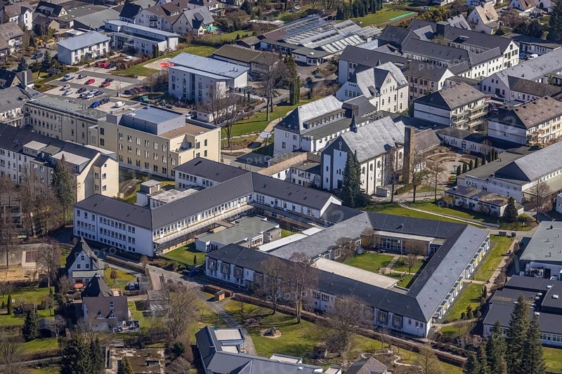 Aerial photo, Campus Josefsheim Bigge, vocational training centre, Bigge, Olsberg, Sauerland, North Rhine-Westphalia, Germany, BBW Bigge, DE, Europe, Josefsheim, aerial photo, aerial photography, aerial photography, people with disabilities, social institution, overview, bird's-eye view, birds-eyes view, overview