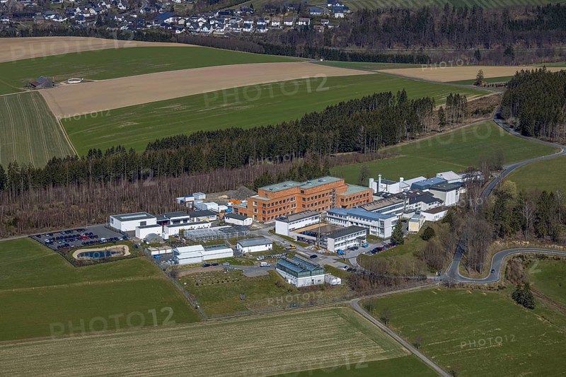 Aerial view, new laboratory building on the premises of the Fraunhofer Institute for Molecular Biology and Applied Ecology, Grafschaft, Schmallenberg, Sauerland, North Rhine-Westphalia, Germany, construction area, construction site, construction measure, construction project, construction site, DE, Europe, research facilities, research institute, aerial photograph, aerial photography, aerial photography, new building, overview, bird's-eye view, overview