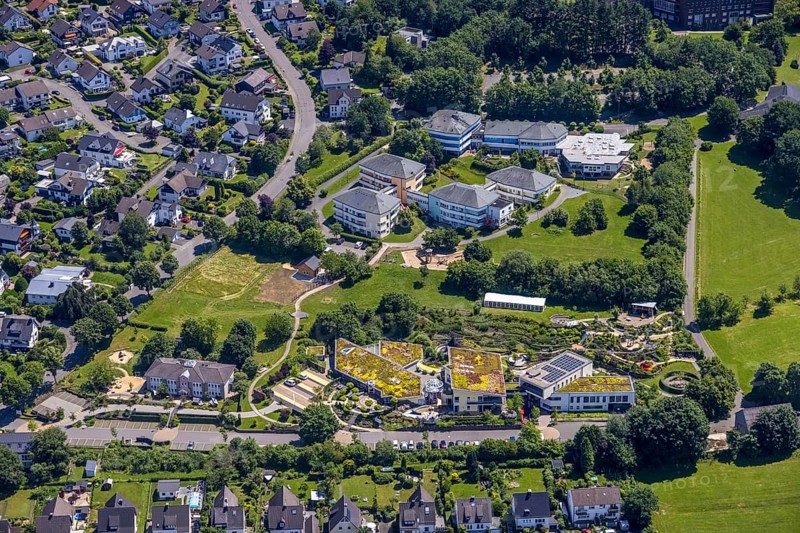 Aerial photo, Balthasar children's and youth hospice, Josefshaus curative home for children and young people, Olpe town, Olpe, Sauerland, North Rhine-Westphalia, Germany, DE, Europe, youth home, children's home, aerial photo, aerial photography, aerial photography, social institution, overview, bird's-eye view, bird's-eye view, overview